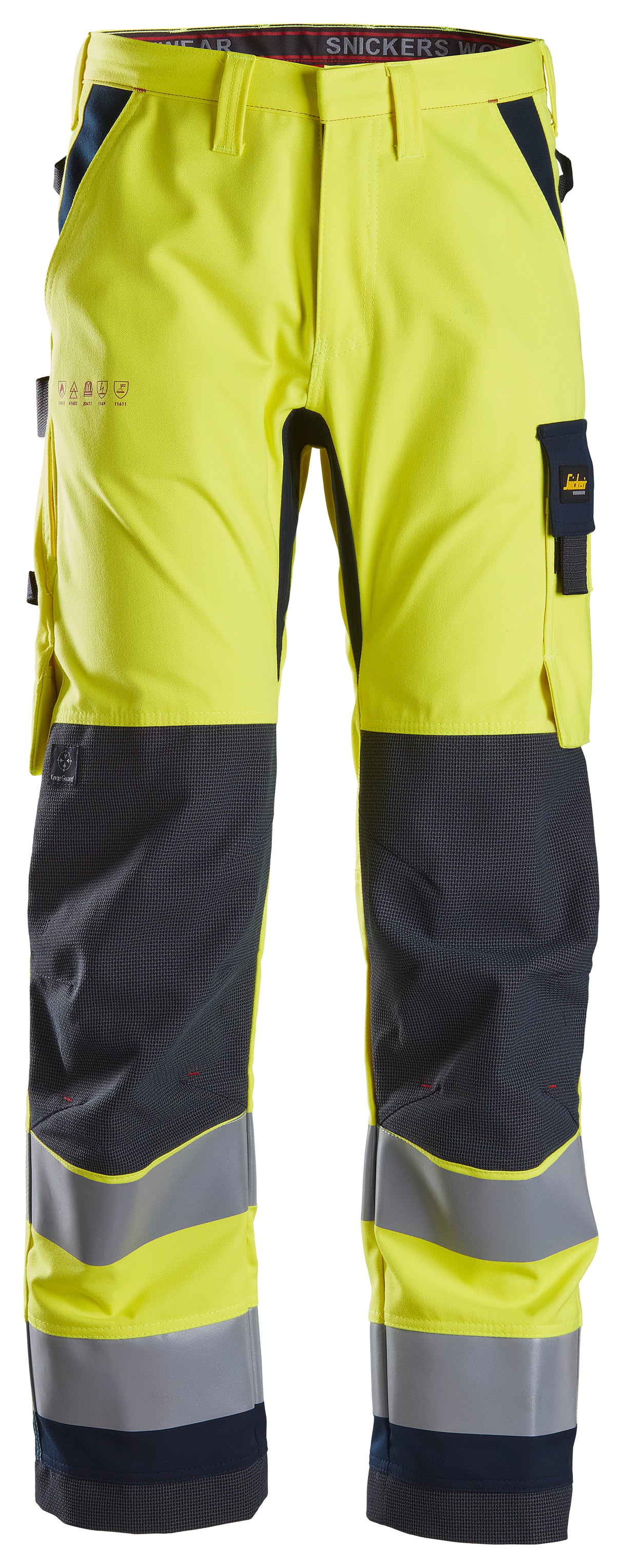 Snickers 6360 Protecwork Trousers Hi-vis Class 2 Yellow\Navy