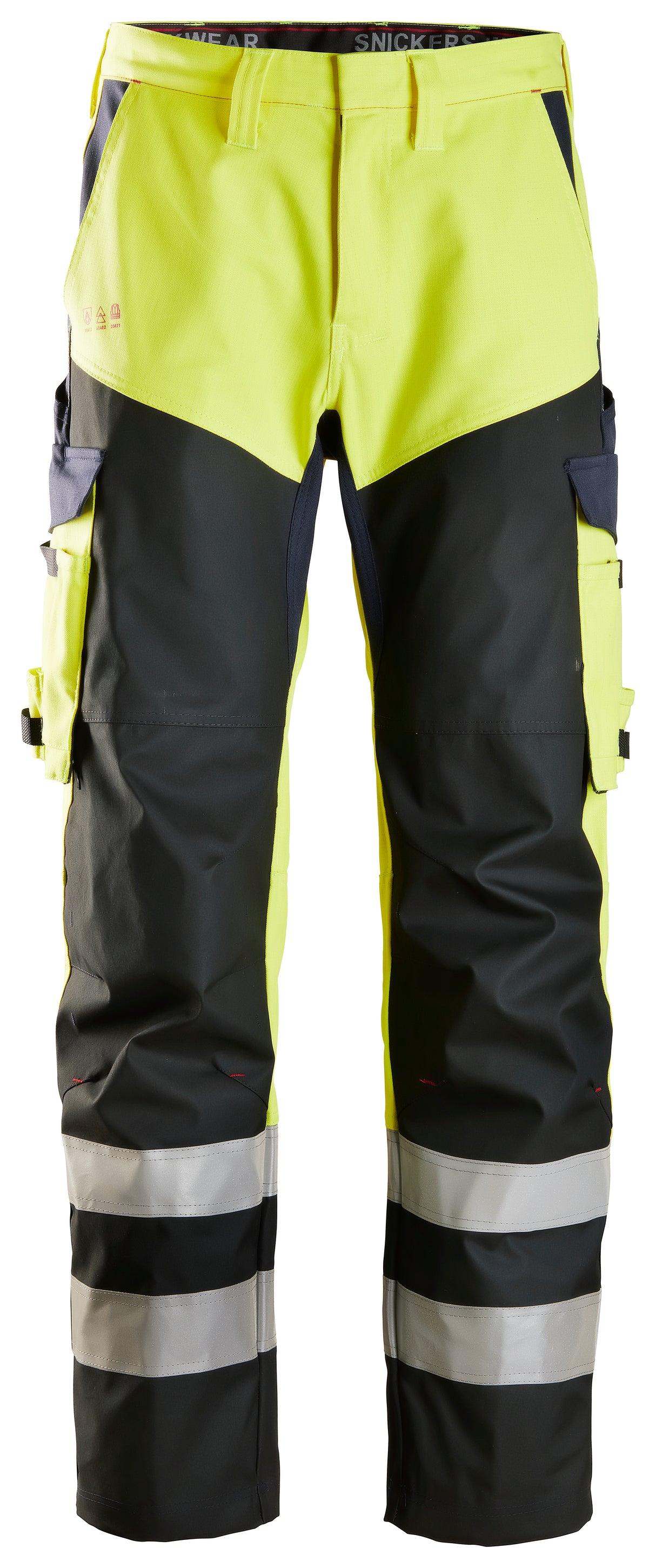 Snickers 6365 Protecwork Reinforced Trousers Hi-vis Class 1 Yellow\Navy