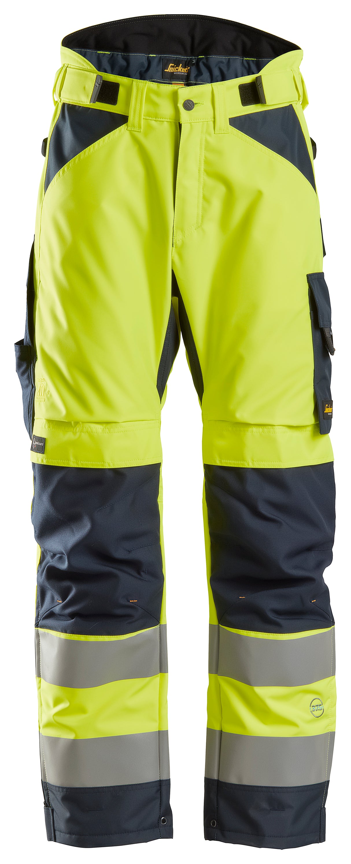 Snickers 6639 Allroundwork Hi-vis 37.5 Insulated Trousers Class 2 Short - High Visibility Yellow - Navy / XS - Orange