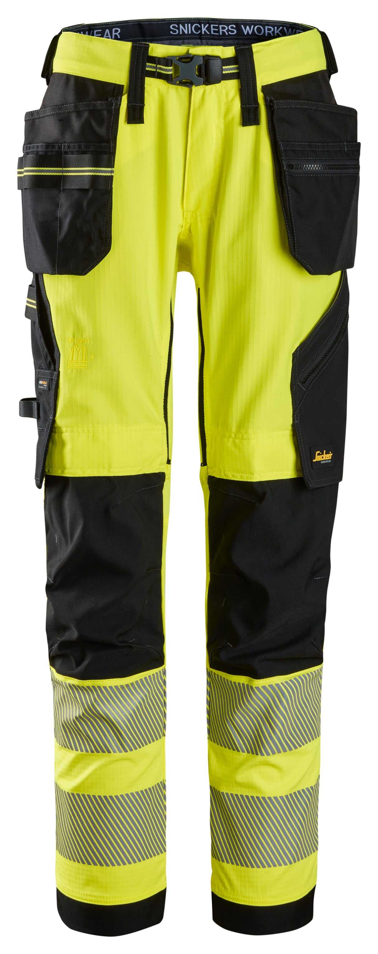 Snickers 6943 Hi-vis Class 2 Stretch Trousers Holster Pockets Yellow\Black