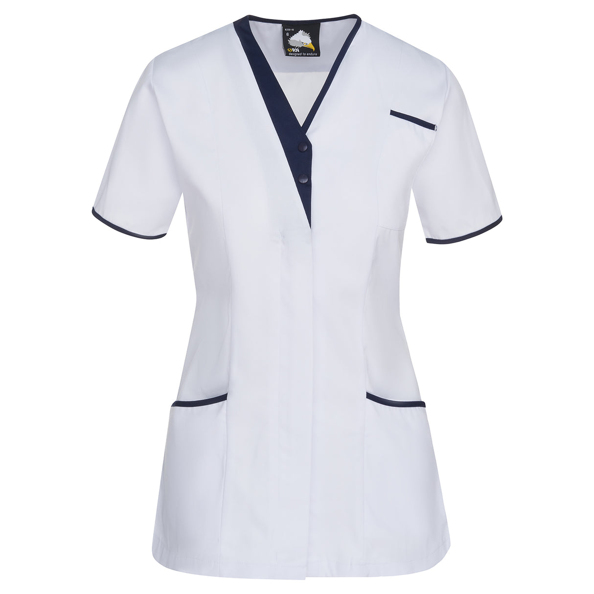 ORN 8200 - Tonia V-Neck Tunic White - Navy - 6 - Healthcare