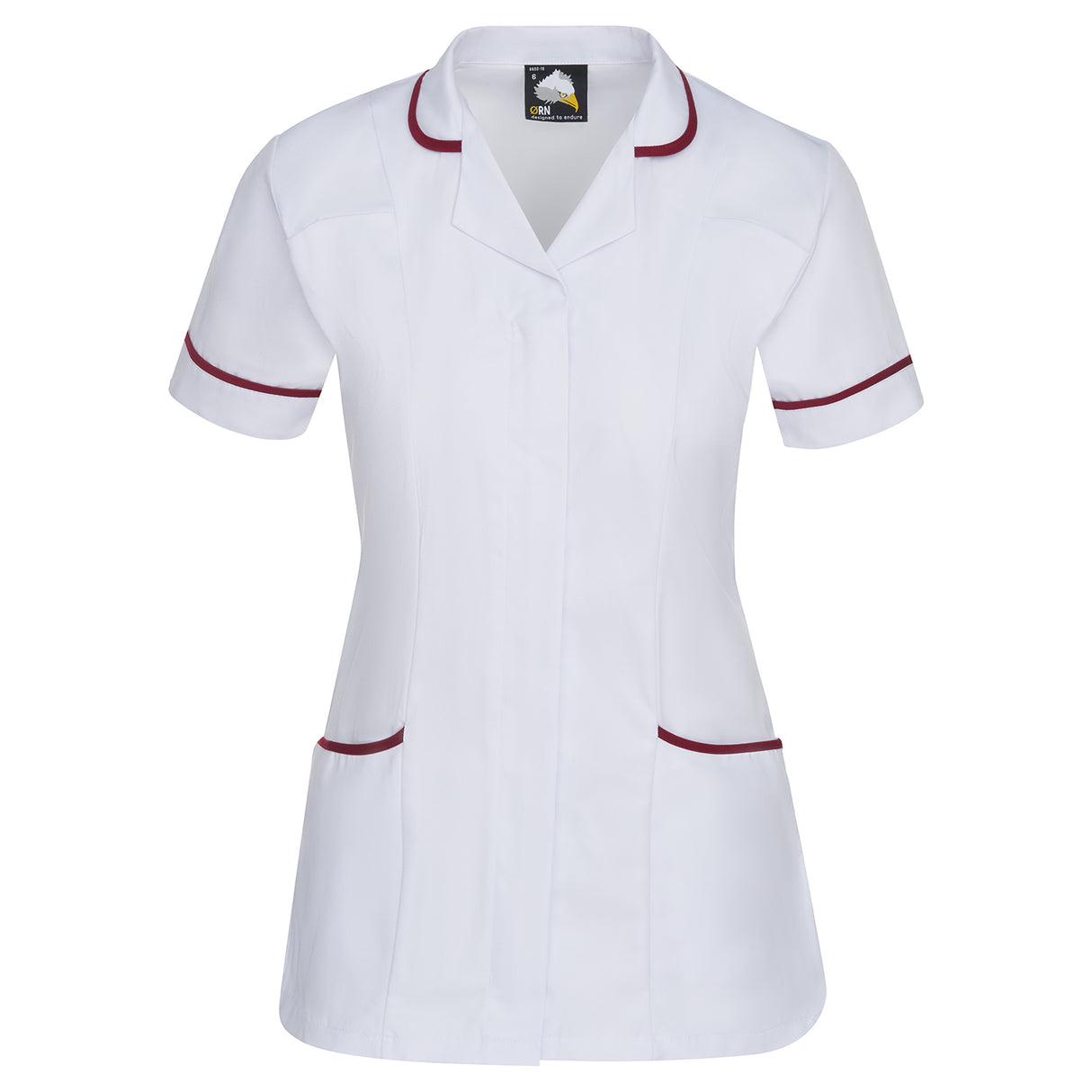 ORN 8600 - Florence Classic Tunic White - Maroon - 6 - Healthcare