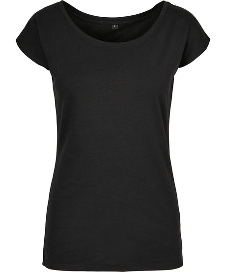 Build Your Brand Basic Womens Wide Neck Tee Black