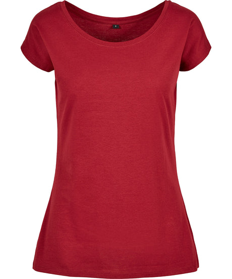 Build Your Brand Basic Womens Wide Neck Tee Burgundy