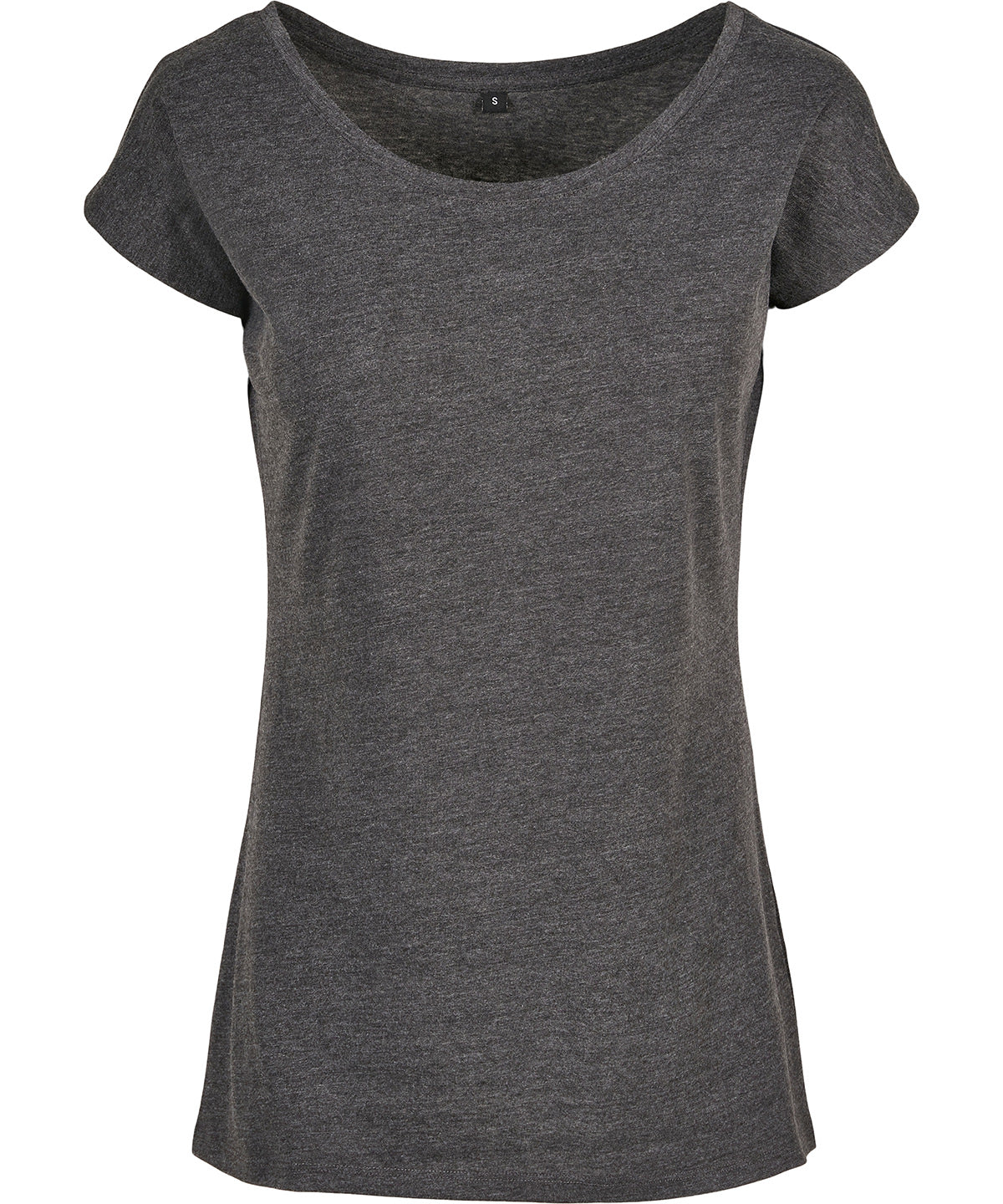 Build Your Brand Basic Womens Wide Neck Tee Charcoal - XS - T-Shirts