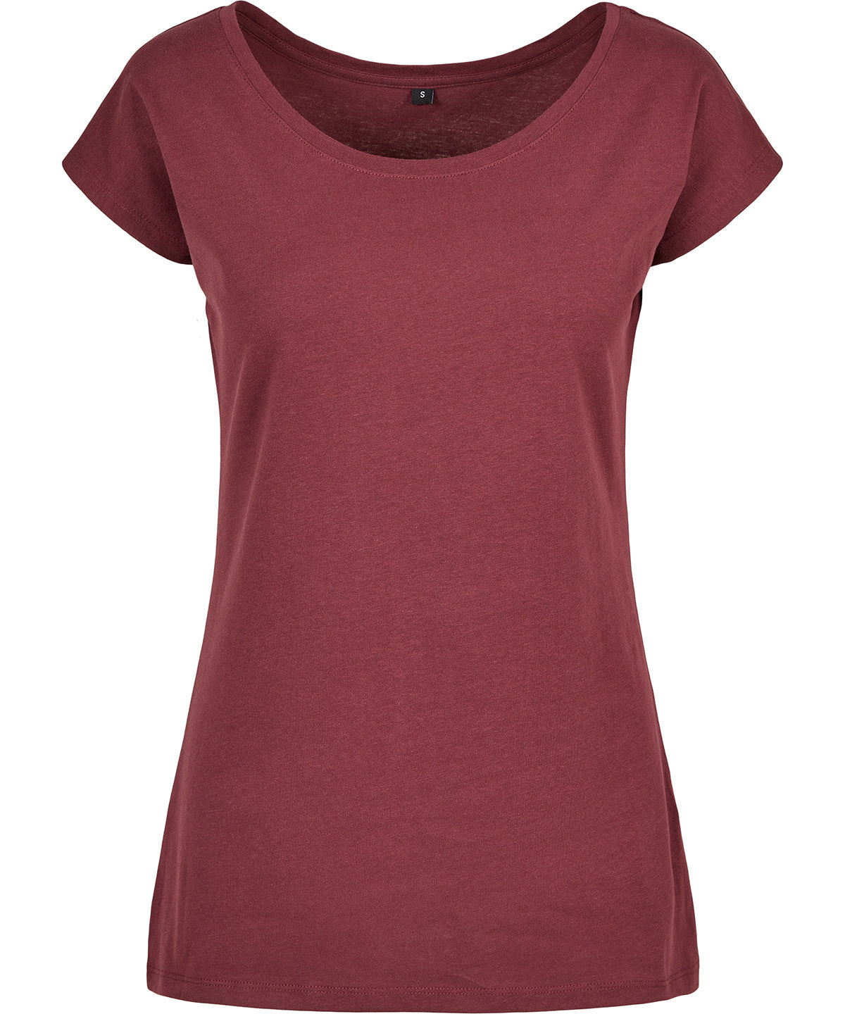 Build Your Brand Basic Womens Wide Neck Tee Cherry - XS - T-Shirts