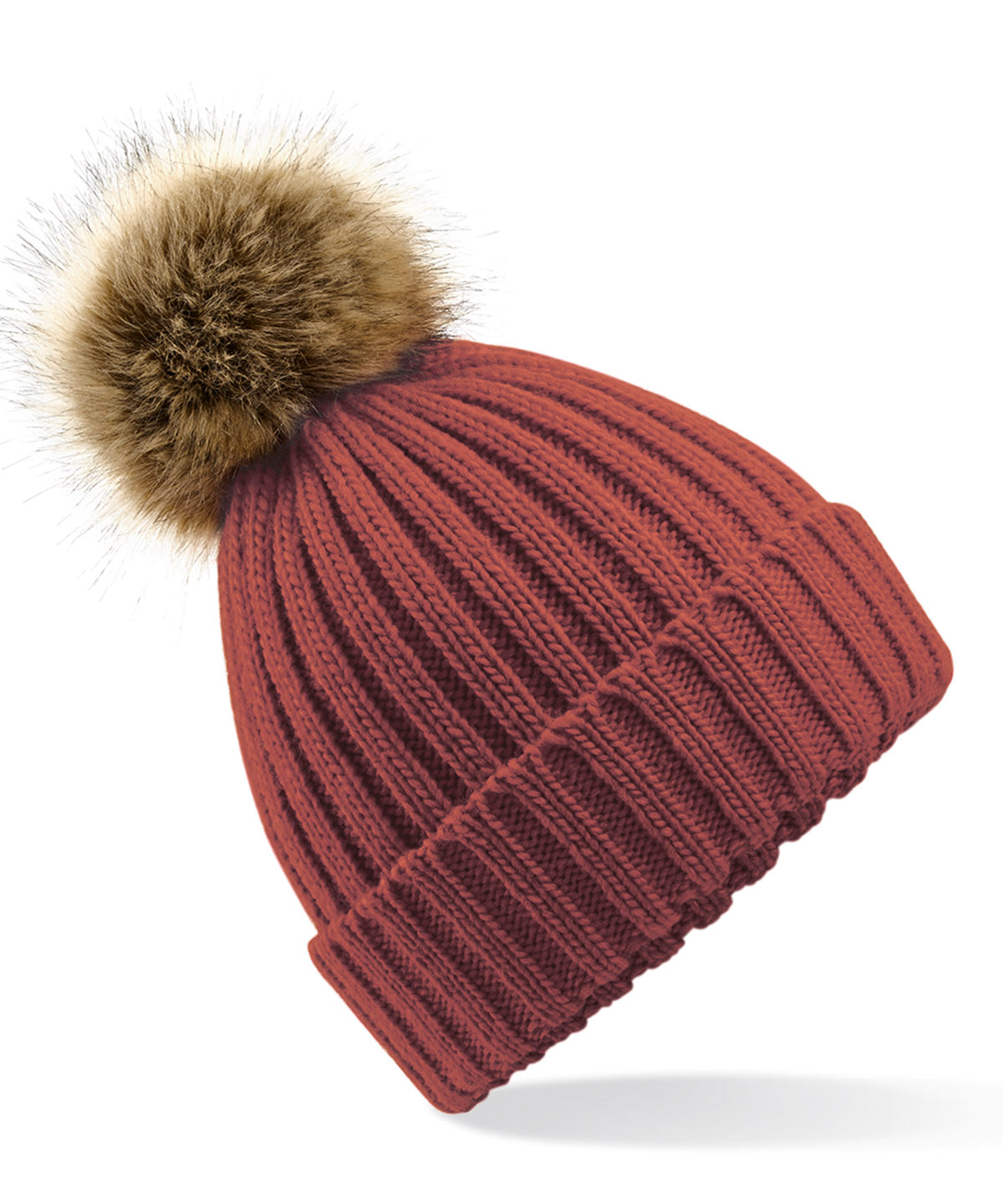 Beechfield Fur pop pom chunky beanie