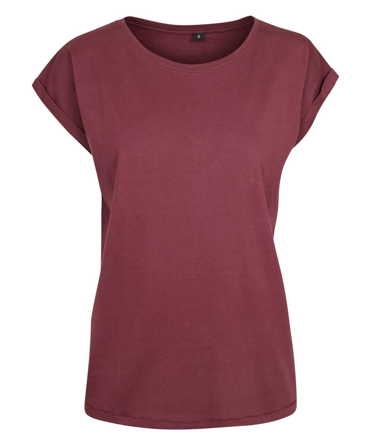 Build Your Brand Womens Extended Shoulder Tee Cherry - XS - T-Shirts