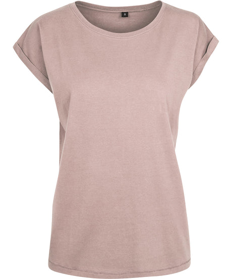 Build Your Brand Womens Extended Shoulder Tee Dusk Rose