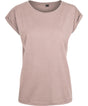 Build Your Brand Womens Extended Shoulder Tee Dusk Rose