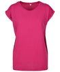 Build Your Brand Womens Extended Shoulder Tee Hibiskus Pink