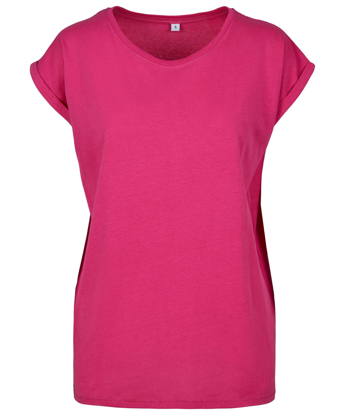 Build Your Brand Womens Extended Shoulder Tee Hibiskus Pink - XS - T-Shirts