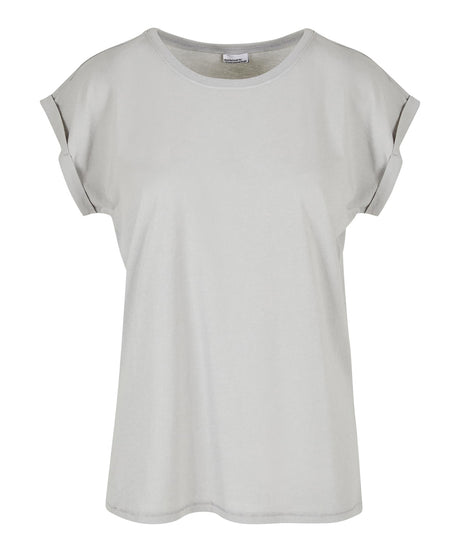 Build Your Brand Womens Extended Shoulder Tee Light Asphalt