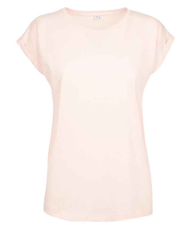 Build Your Brand Womens Extended Shoulder Tee Pink