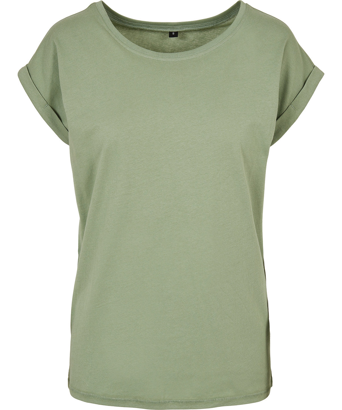 Build Your Brand Womens Extended Shoulder Tee Soft Salvia