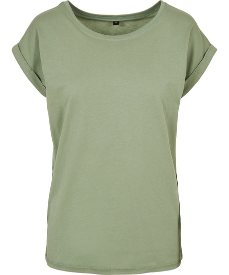 Build Your Brand Womens Extended Shoulder Tee Soft Salvia