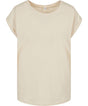 Build Your Brand Womens Extended Shoulder Tee White Sand