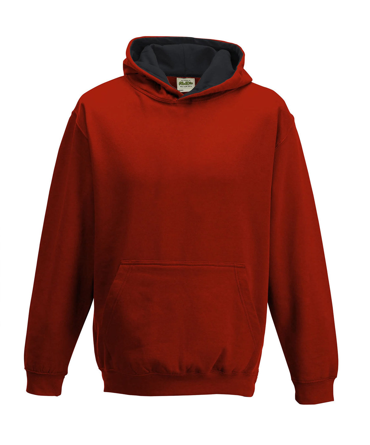 AWDis Varsity Hoodie Unisex - Fire Red/Jet Black / 12/13 Years / Kids varsity hoodie - Hoodies