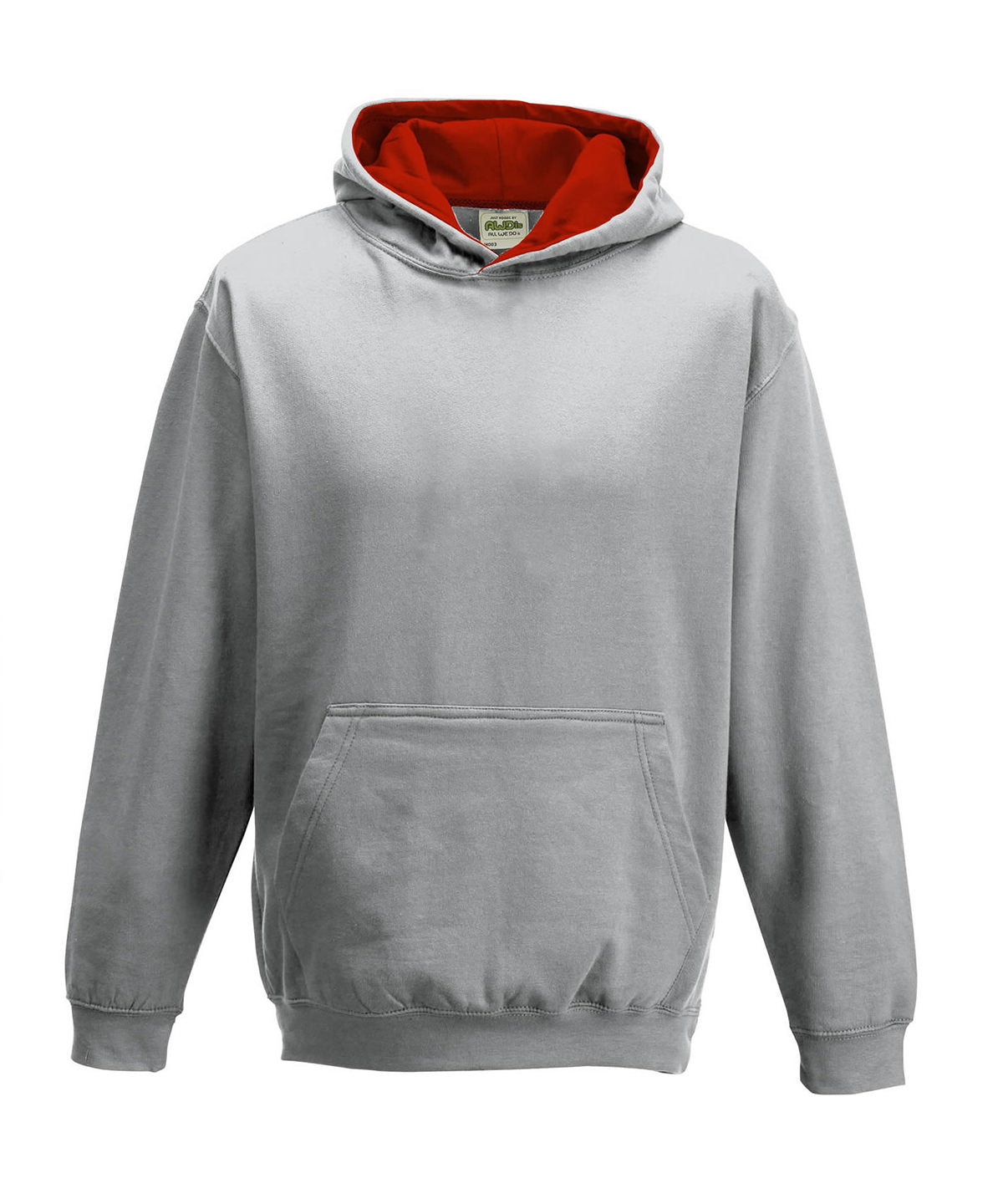 AWDis Varsity Hoodie Unisex - Heather Grey/Fire Red / 12/13 Years / Kids varsity hoodie - Hoodies