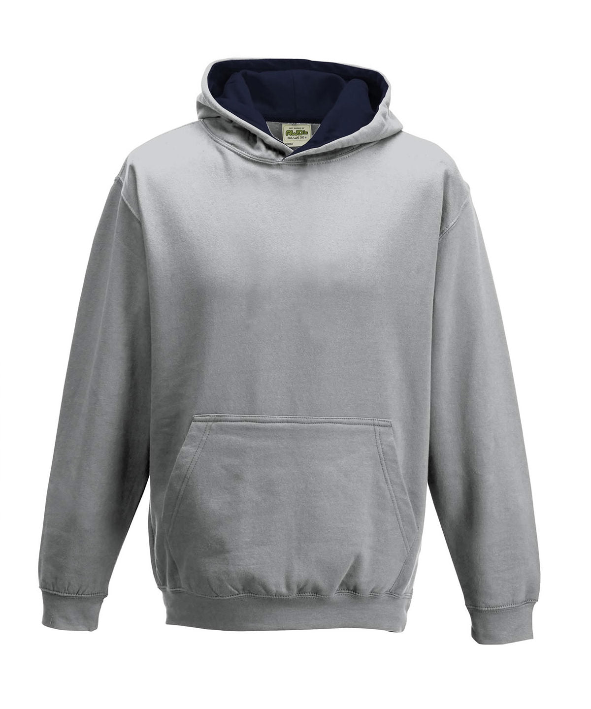 AWDis Varsity Hoodie Unisex - Heather Grey/French Navy / 12/13 Years / Kids varsity hoodie - Hoodies