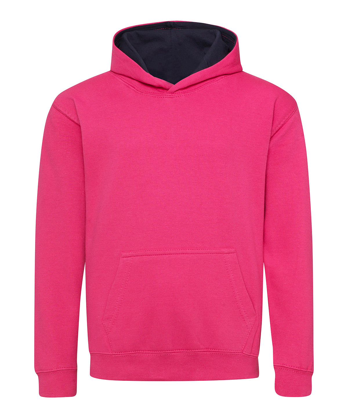 AWDis Varsity Hoodie Unisex - Hot Pink/French Navy / 12/13 Years / Kids varsity hoodie - Hoodies