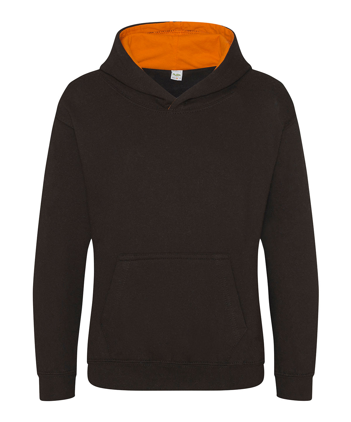 AWDis Varsity Hoodie Unisex - Jet Black/Orange Crush / 12/13 Years / Kids varsity hoodie - Hoodies