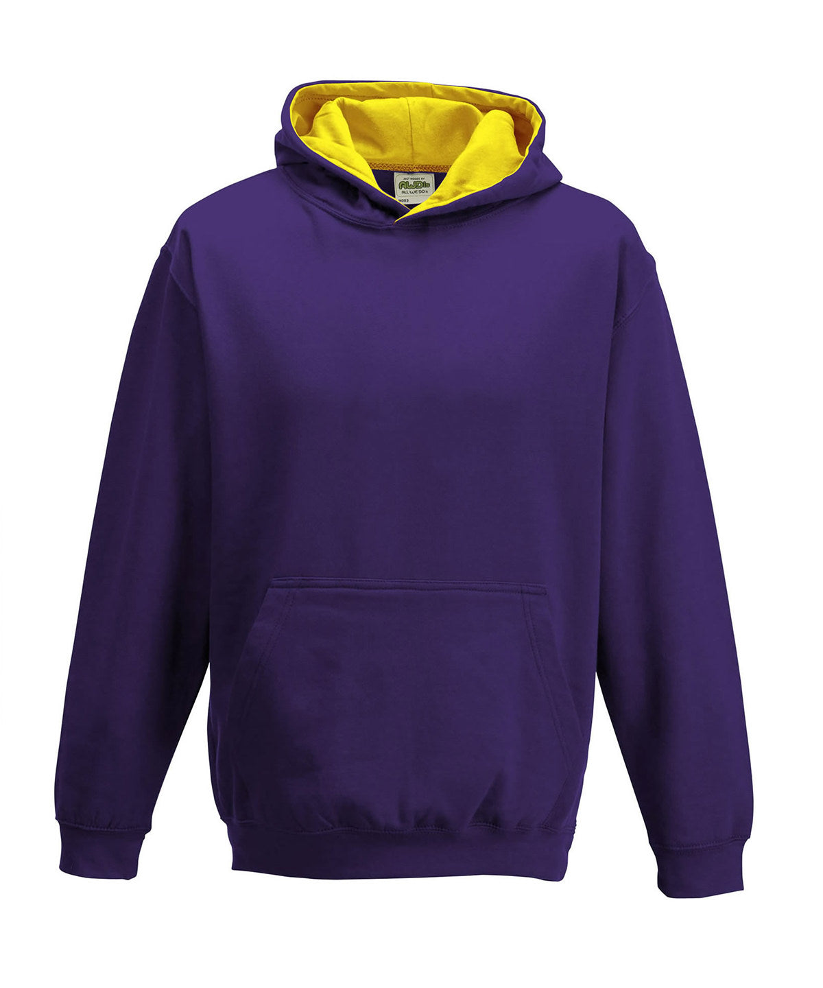 AWDis Varsity Hoodie Unisex - Purple/Sun Yellow / 12/13 Years / Kids varsity hoodie - Hoodies