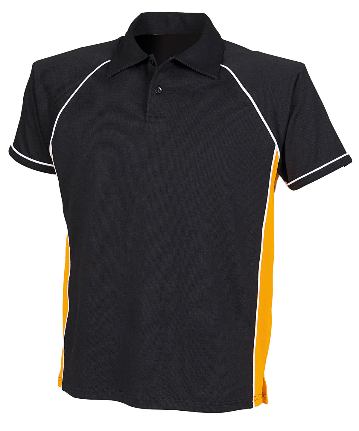 Finden & Hales Piped performance polo Black/Amber/White - S - Polo Shirts