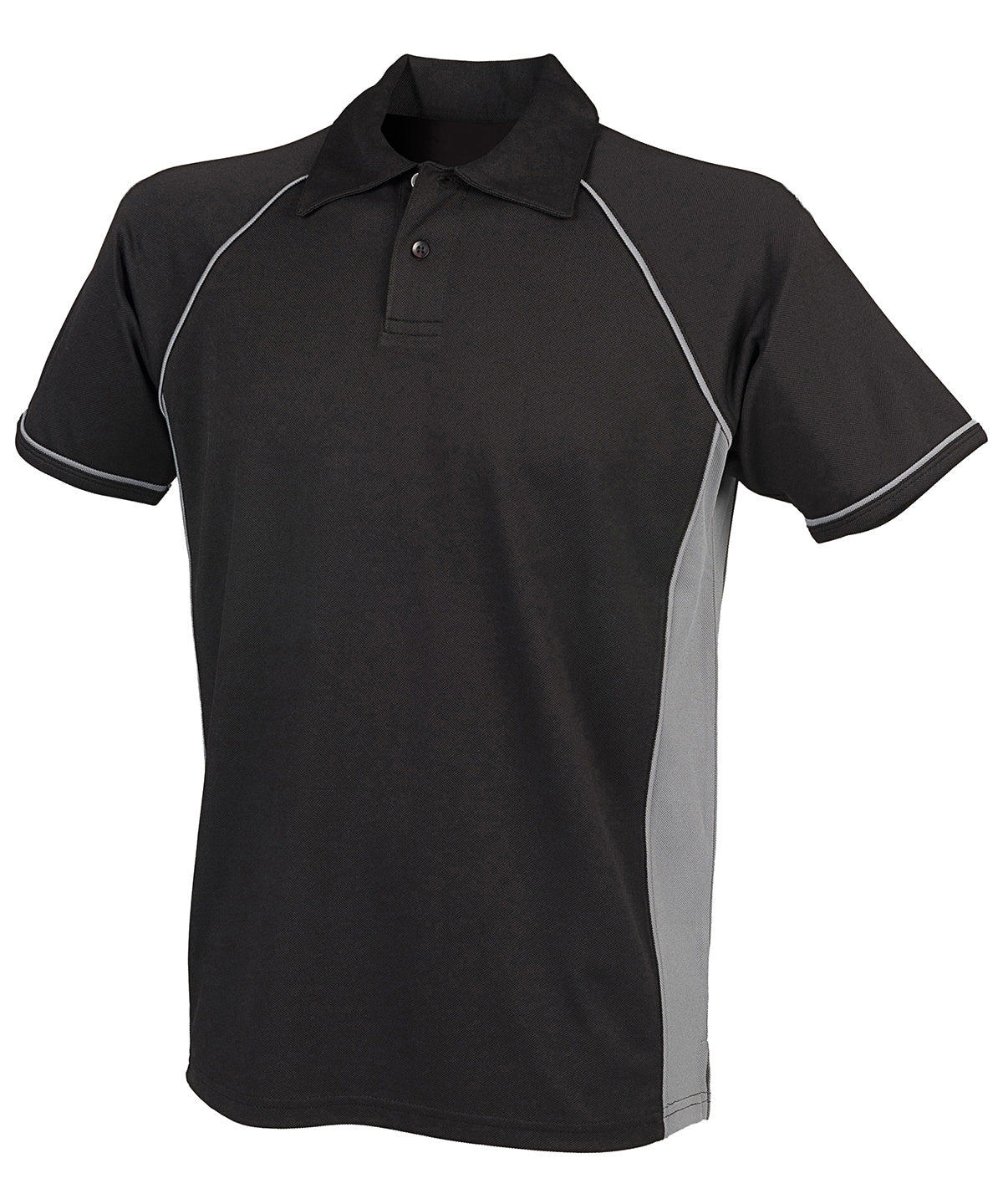 Finden & Hales Piped performance polo Black/Gunmetal Grey - S - Polo Shirts