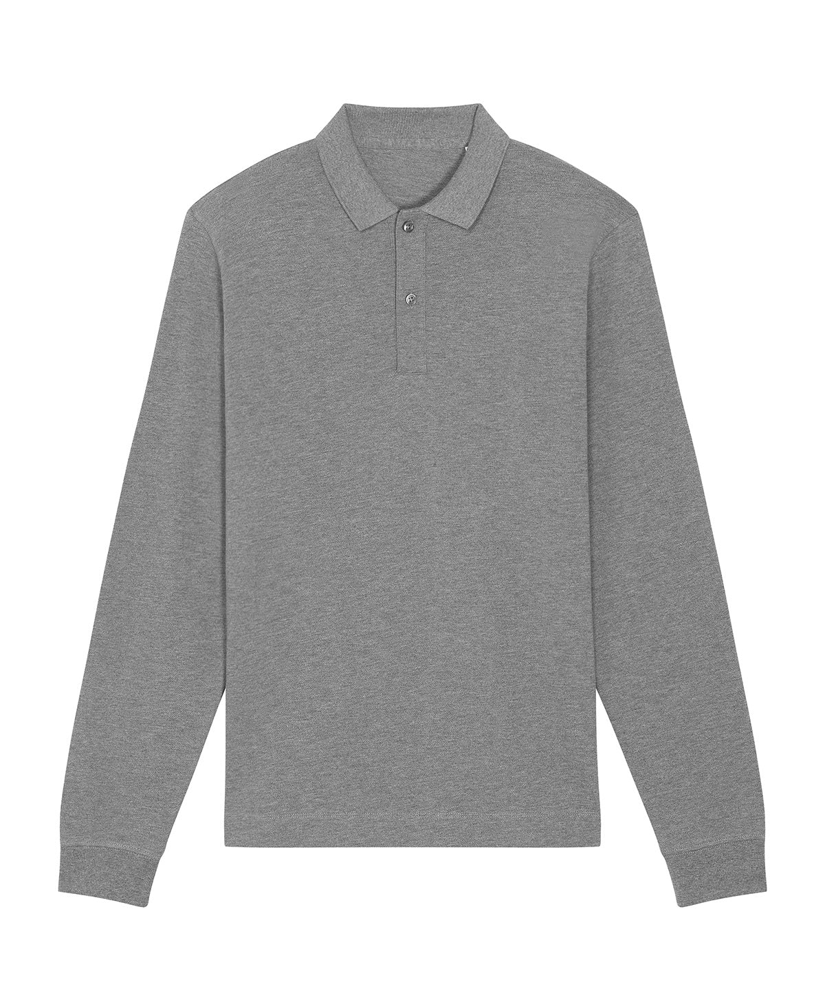 Stanley/Stella Prepster Long Sleeve Unisex Polo Mid Heather Grey - XS - Shirts