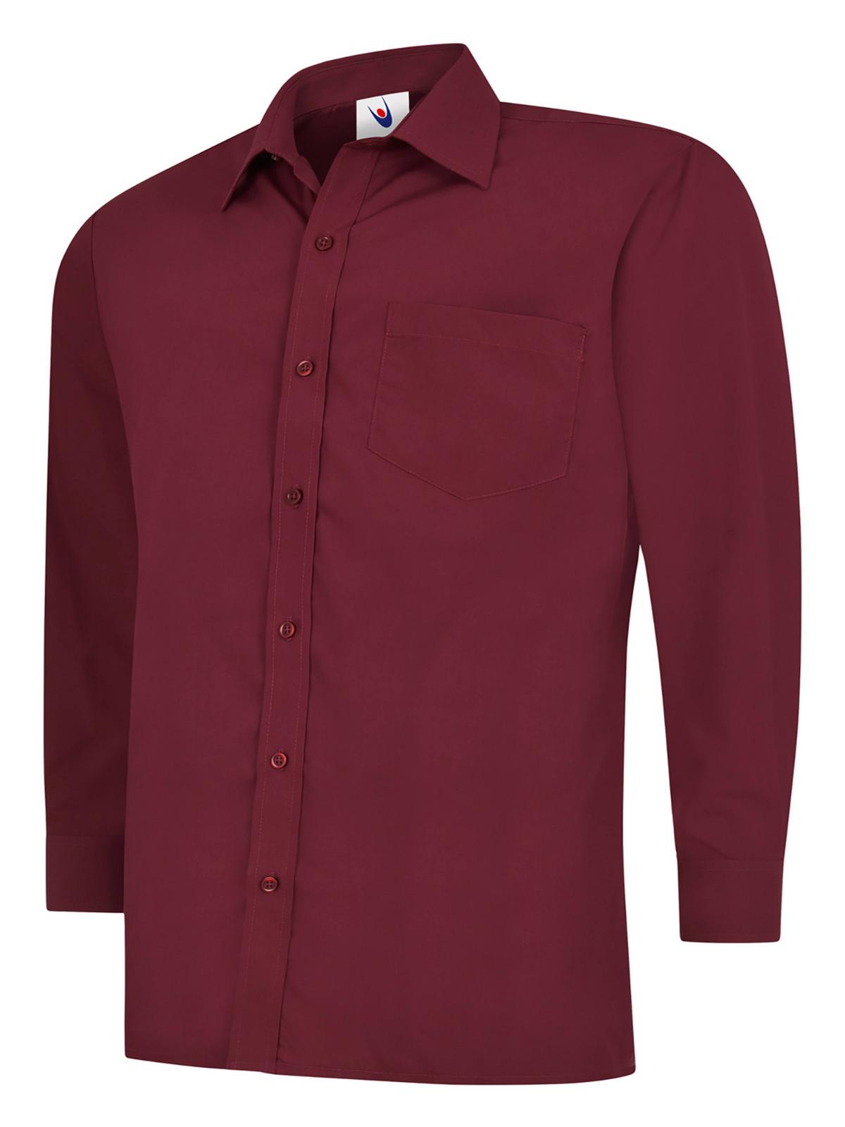 Uneek UC709 - Mens Poplin Full Sleeve Shirt Burgundy - Shirts: Red
