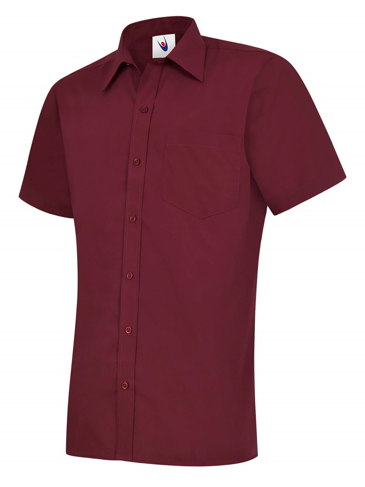 Uneek UC710 - Mens Poplin Half Sleeve Shirt Burgundy - Shirts: Red