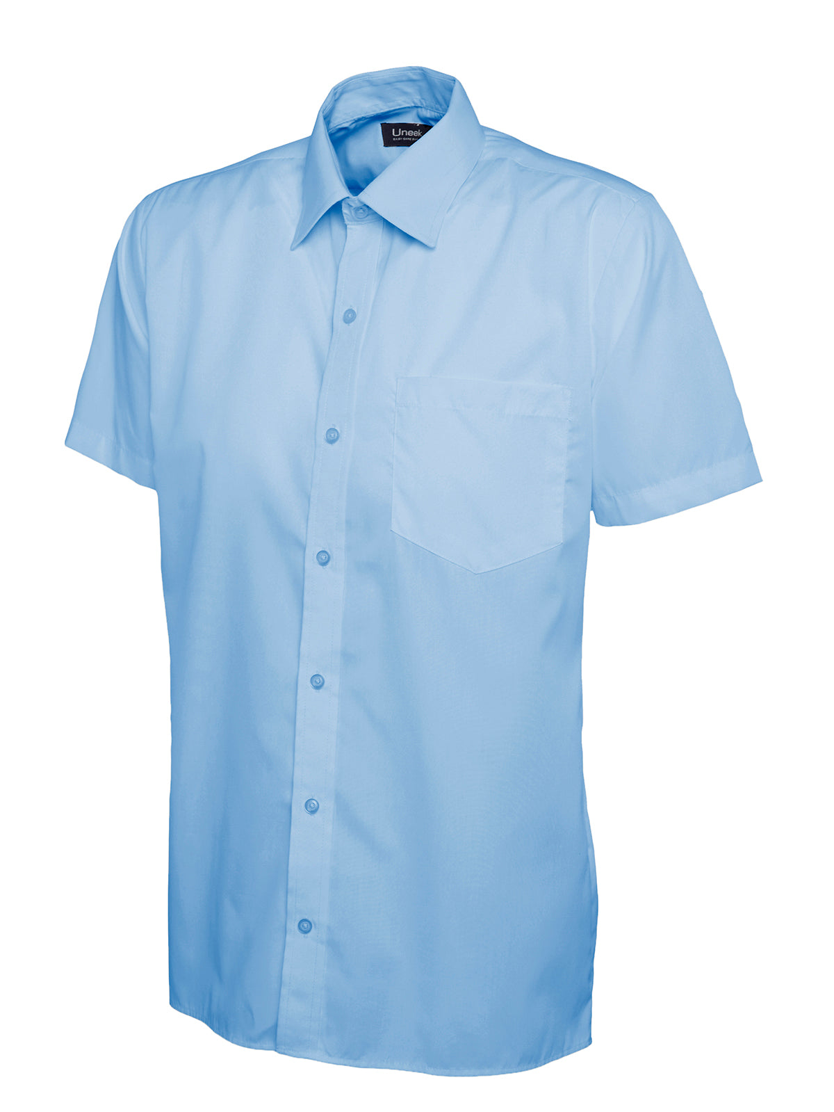 Uneek UC710 - Mens Poplin Half Sleeve Shirt Light Blue - Shirts