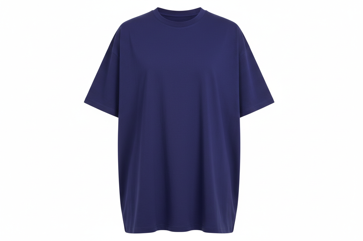 Create an image similar to the variant images for our product Build Your Brand Heavy Oversized Tee, but in the variant colour of Viola Blue