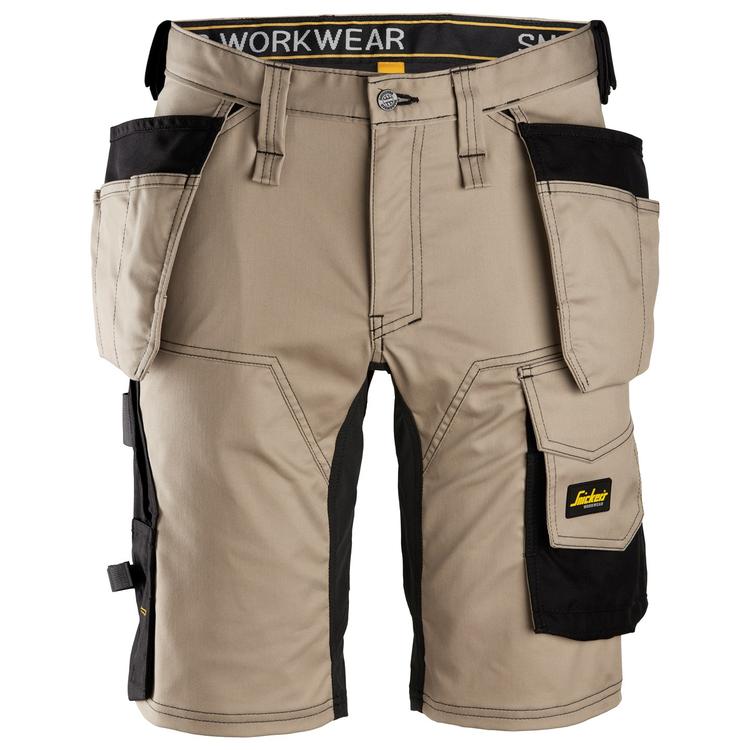 Snickers 6141 Allroundwork Stretch Shorts Holster pocket Khaki\Black