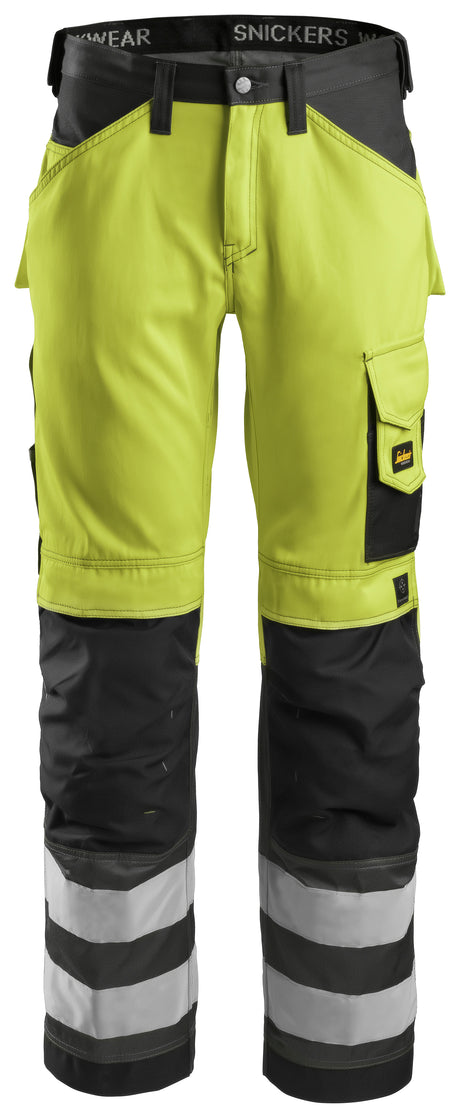 Snickers 3333 Hi-vis Trousers Yellow Class 2 Yellow\Muted black