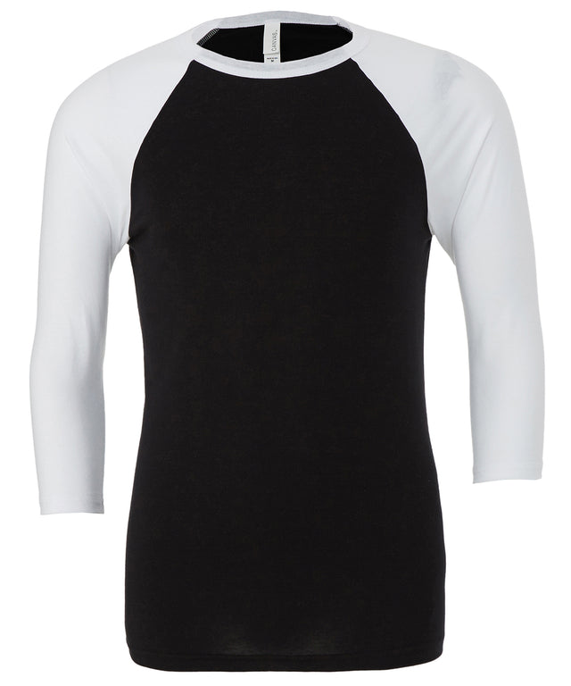 Bella Canvas Unisex triblend ¾ sleeve baseball t-shirt - Black/White / XS - T-Shirts