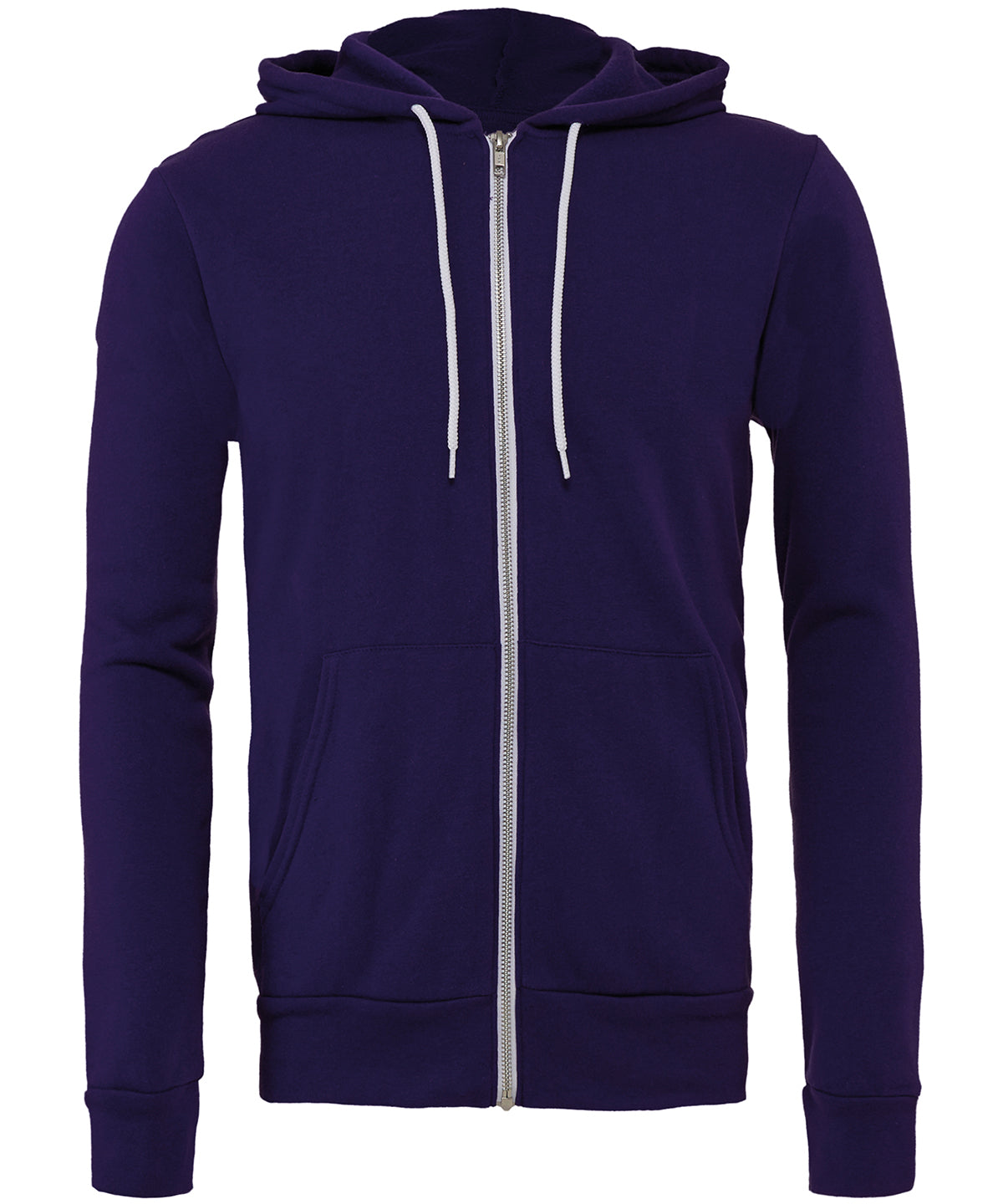 Bella Canvas Unisex polycotton fleece full-zip hoodie Team Purple