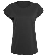 Build Your Brand Womens Extended Shoulder Tee Black - XS - T-Shirts