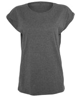 Build Your Brand Womens Extended Shoulder Tee Charcoal - XS - T-Shirts