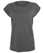 Build Your Brand Womens Extended Shoulder Tee Charcoal