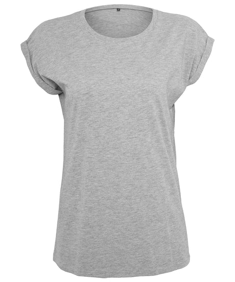 Build Your Brand Womens Extended Shoulder Tee Heather Grey