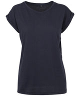 Build Your Brand Womens Extended Shoulder Tee Navy - XS - T-Shirts