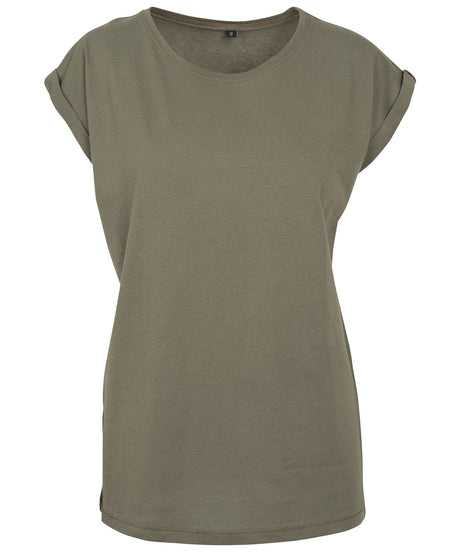 Build Your Brand Womens Extended Shoulder Tee Olive