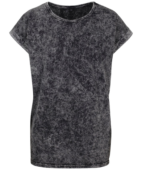 Build Your Brand Womens Acid Washed Extended Shoulder Tee