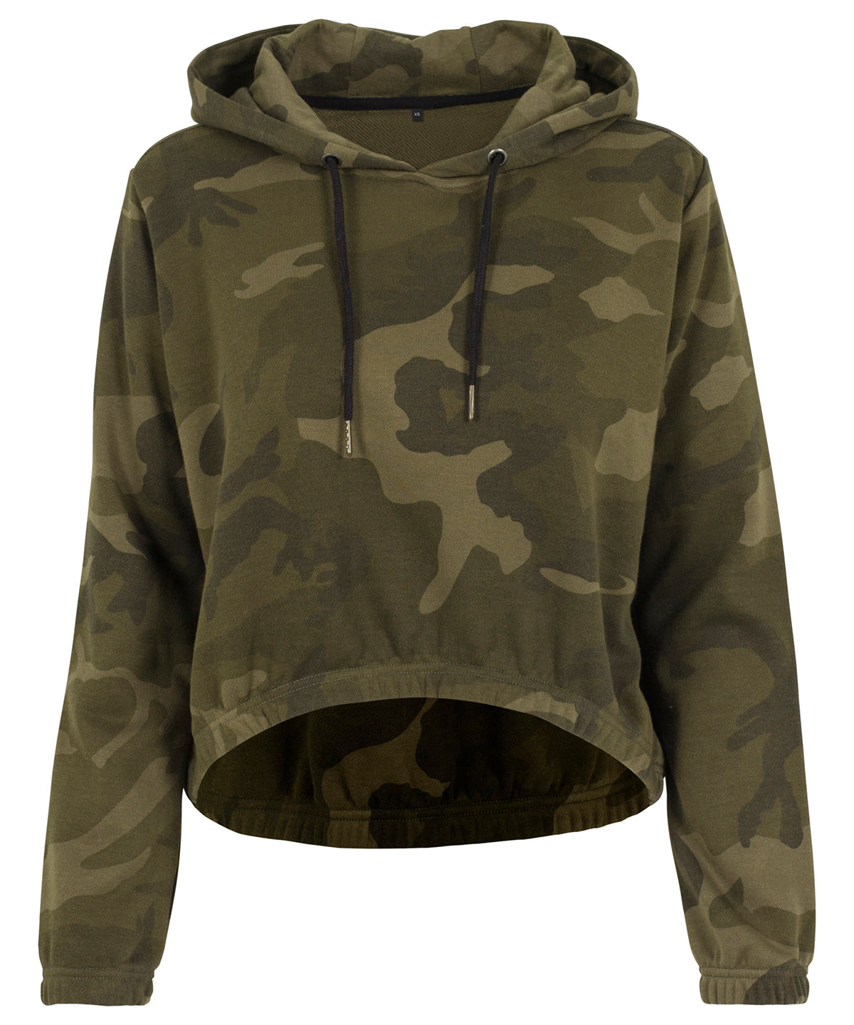 Build Your Brand Womens Camo Cropped Hoodie