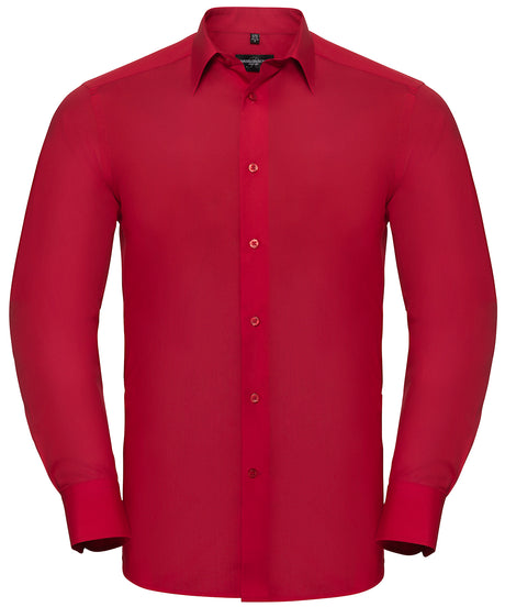 Russell Long Sleeve Polycotton Easycare Fitted Poplin Shirt