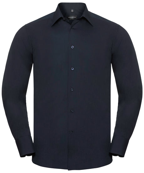Russell Long Sleeve Polycotton Easycare Fitted Poplin Shirt