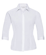 Russell Women'S ¾ Sleeve Polycotton Easycare Fitted Poplin Shirt