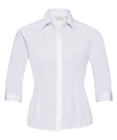 Russell Women'S ¾ Sleeve Polycotton Easycare Fitted Poplin Shirt